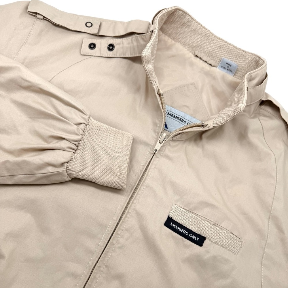 Vintage 80s Members Only Racer Jacket Womens Tan Khaki Retro Preppy Snap Collar